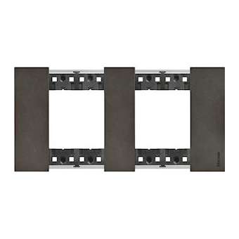Plaque de finition Living Now Collection Les Noirs 2x2 modules - Acier Space|Bticino-TICBTKA4802M2NG