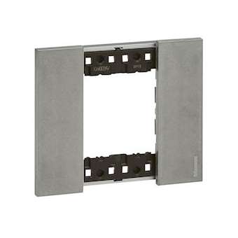 Plaque de finition Living Now Collection Les Blancs 2 modules - Acier Moon|Bticino-TICBTKA4802NW