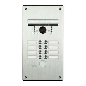 Platine monobloc antivandale bouton poussoir Linea 300 -5 à 8 appels façade Inox|Bticino-TIC308012
