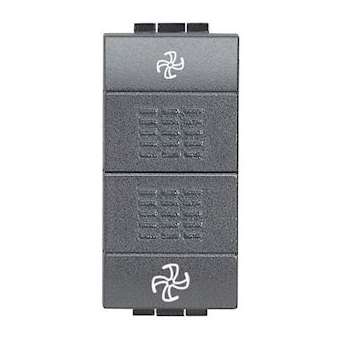 Double-poussoir avec stop 16A 250V~ Livinglight - Anthracite - 1 module|Bticino-TICL4027VMC