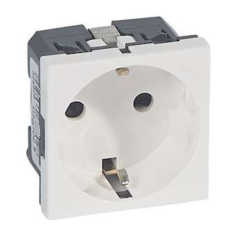 Prise Mosaic standard germanique - 2P+T - 2 modules - blanc antimicrobien|Legrand-LEG078702