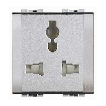 Prise de courant multi standard Livinglight 2P+T - Tech - 2 modules|Bticino-TICNT4139