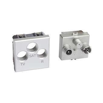 Prise TV-R-SAT Axolute - 2 modules - 3 enjoliveurs White/alu/Anthracite livrés|Bticino-TICBTH4210M2D