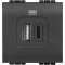 Chargeur 2 USB Type-A + Type-C 3A 15W Livinglight 230V - 2 modules anthracite|Bticino-TICBTL4287C2