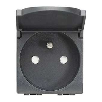 Prise 2P+T avec couvercle Livinglight à bornes à vis - Anthracite - 2 modules|Bticino-TICL4145
