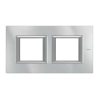 Plaque rectangulaire Axolute Aluminium monochrome 2+2 modules horizontal - Alu|Bticino-TICHA4802M2HHC