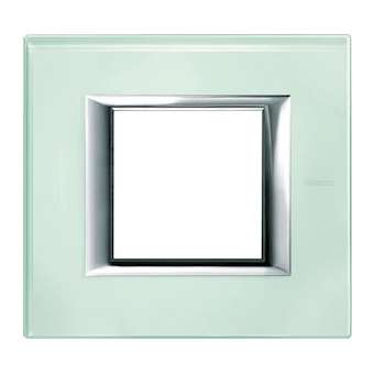 Plaque rectangulaire Axolute Verre 2 modules - Cristal|Bticino-TICHA4802VKA