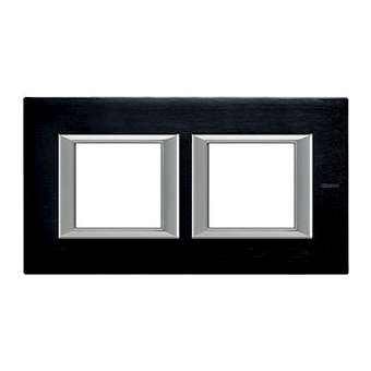 Plaque rectangulaire Axolute Aluminium brossé 2+2 modules horizontal -Anthracite|Bticino-TICHA4802M2HXS