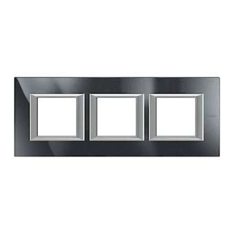 Plaque rectangulaire Axolute Aluminium monochrome 2+2+2mod horiz - Anthracite|Bticino-TICHA4802M3HHS