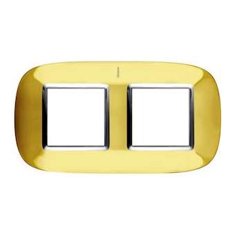 Plaque elliptique Axolute Métal galvanisé 2+2 modules horizontal ou vertical Or|Bticino-TICHB4802-2OR