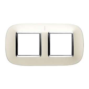 Plaque elliptique Axolute Métal galvanisé 2+2 modules - Argent satin|Bticino-TICHB4802M2SAN