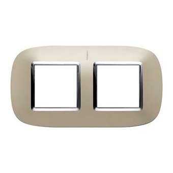 Plaque elliptique Axolute Métal galvanisé 2+2 - Titane|Bticino-TICHB4802-2TC