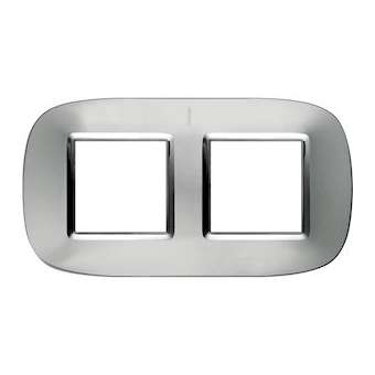 Plaque elliptique Axolute Métallisé 2+2 modules horizontal ou vertical Aluminium|Bticino-TICHB4802-2XC