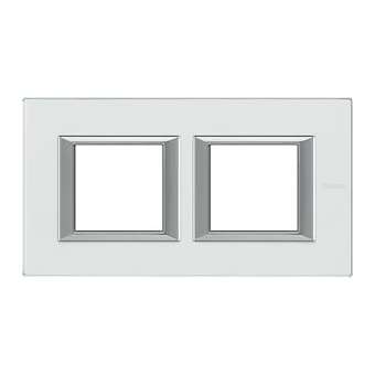 Plaque rectangulaire Axolute Verre 2+2 modules horizontal - Cristal|Bticino-TICHA4802M2HVKA