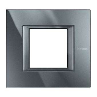 Plaque rectangulaire Axolute Aluminium monochrome 2 modules - Anthracite|Bticino-TICHA4802HS