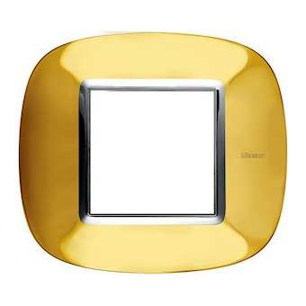 Plaque elliptique Axolute Métal galvanisé 2 modules - Or|Bticino-TICHB4802OR