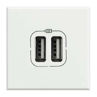 Chargeur USB double Axolute 5V 230V 2,4A - finition White - 2 modules|Bticino-TICHD4285C2