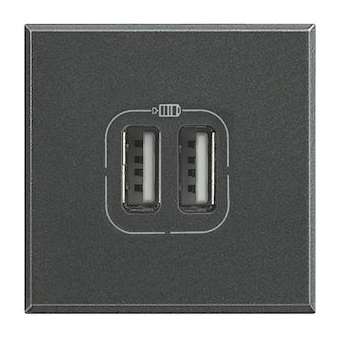 Chargeur USB double Axolute 5V 230V 2,4A - finition Anthracite - 2 modules|Bticino-TICHS4285C2