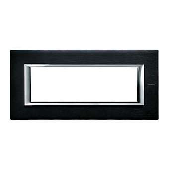 Plaque rectangulaire Axolute Aluminium brossé 6 modules - Anthracite|Bticino-TICHA4806XS