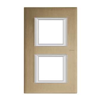Plaque rectangulaire Axolute Aluminium brossé 2+2 modules - Titane|Bticino-TICHA4802-2NX