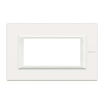 Plaque rectangulaire Axolute Aluminium monochrome 4 modules - Blanc|Bticino-TICHA4804HD