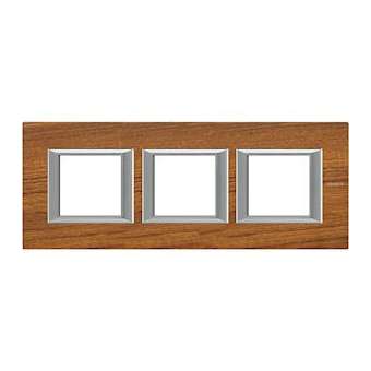 Plaque rectangulaire Axolute Bois 2+2+2 modules horizontal - Teck|Bticino-TICHA4802M3HLTK
