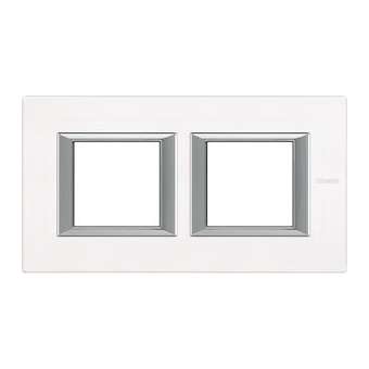 Plaque rectangulaire Axolute Verre 2+2 modules horizontal - Verre blanc|Bticino-TICHA4802M2HVBB