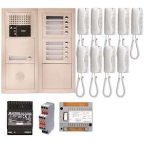 Pack audio 9 bp encastré, module vigik, centrale, 9 gt1d & alim.|Aiphone-AIPGTBA9E