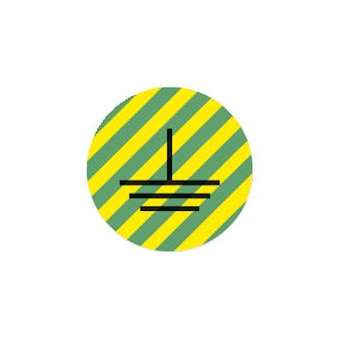 Etiquette signalétique ronde terre vert/jaune Diam. 12,5 mm|Cembre-CMB700700
