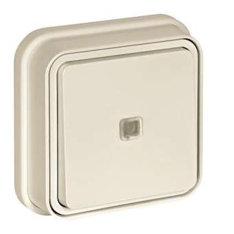 cubyko Poussoir 1F à voyant témoin encastré blanc IP55|Hager-HAGWNE023B