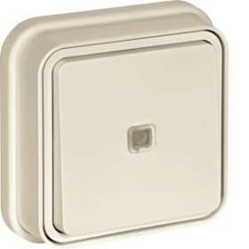 cubyko Poussoir 1F à voyant témoin encastré blanc IP55|Hager-HAGWNE023B