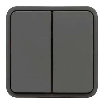 cubyko Double poussoir 1O/1F associable gris IP55|Hager-HAGWNA044