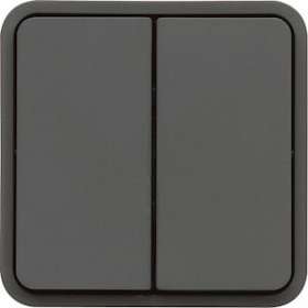 cubyko Double poussoir 1O/1F associable gris IP55|Hager-HAGWNA044