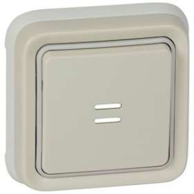 Poussoir inverseur étanche NO+NF lumineux Plexo complet IP55 encastré 10A -blanc|Legrand-LEG069861