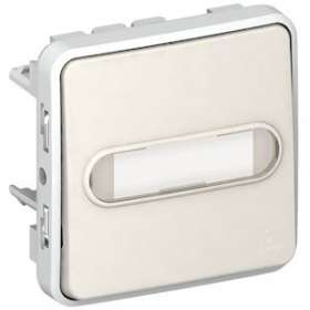 Poussoir étanche NO lumineux porte-étiquette Plexo composable IP55 10A - blanc|Legrand-LEG069633