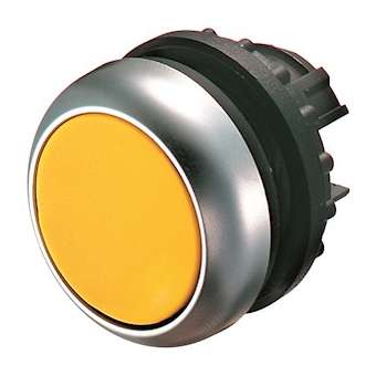 Bouton-poussoir, plat, jaune, à rappel|Eaton industries-EONM22-D-Y