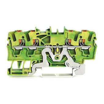 Borne de protection pour 4 conducteu avec poussoir 2,5mm², vert-jaune|Wago contact-WAG2202-1407