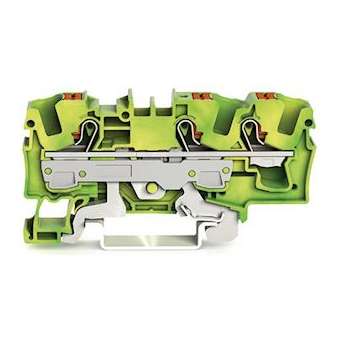 Borne de protection pour 3 conducteu avec poussoir 6mm², vert-jaune|Wago contact-WAG2206-1307