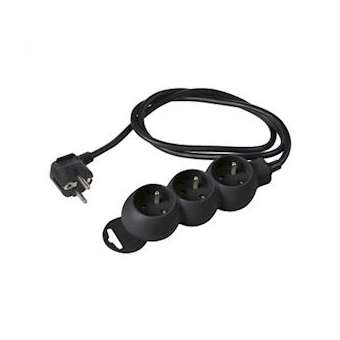 Bloc multiprises - 3 prises x (2 P + T) - 3 x 1mm² - 16A - 3680W - noir - 1m80|Erard-EAD728312