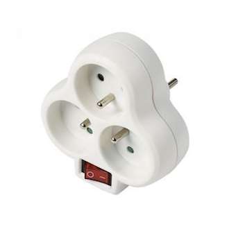 multiprises triplite (2 P+T) triangle + interrupteur lumineux - 10/16A - 3680W|Erard-EAD728360