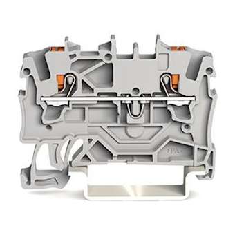 Borne de passage pour 2 conducteurs avec poussoir 1,5mm², gris|Wago contact-WAG2201-1201