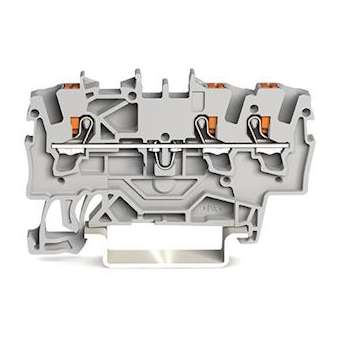 Borne de passage pour 3 conducteurs avec poussoir 1,5mm², gris|Wago contact-WAG2201-1301