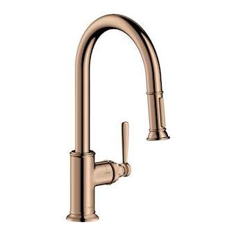 Mitigeur cuisine avec douchette extractible rouge doré poli|Hansgrohe-HA316581300