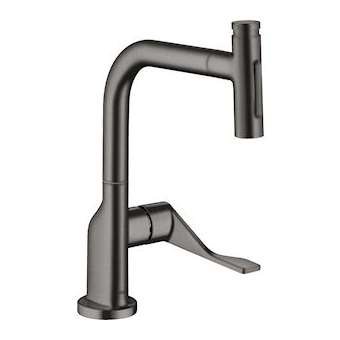 Mitigeur cuisine avec douchette noir chromé brossé|Hansgrohe-HA339862340