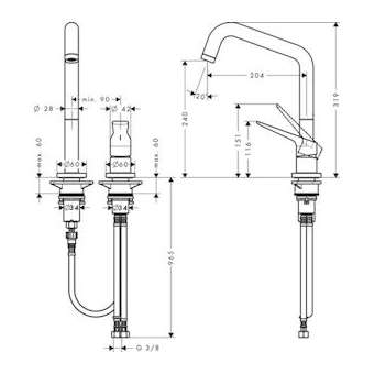 Mitigeur cuisine 2 trous chromé poli|Hansgrohe-HA334820020