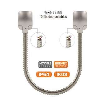 Passage de câble Ap 40 cm 10 bornes débrochables Gaine acier zingué IP64 IK08|-IZYDLXT40