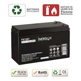 Batterie rechargeable VRLA 12V / 7 Ah - Bac FR UL94 V-0 - 151 x 65 x 94/100 mm|-IZYFX1207