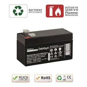 Batterie rechargeable VRLA 12V / 1,3 Ah - Bac FR UL94 V-0 - 97 x 43 x 51/57 mm|-IZYFX121.3