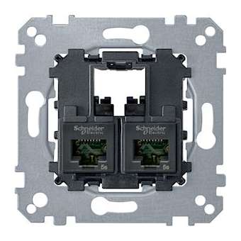 D-Life - prise double RJ45 équipée S-One Cat5 UTP - méca seul|Schneider Electric-SCHMTN4575-0002