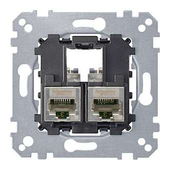 D-Life - prise double RJ45 équipée S-One Cat5 FTP/STP blindé - méca seul|Schneider Electric-SCHMTN4575-0012